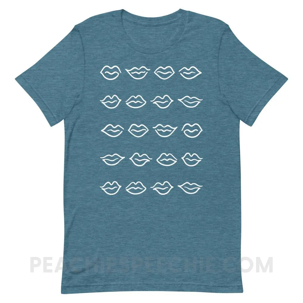 Lips Premium Soft Tee - Heather Deep Teal / S - T-Shirts & Tops peachiespeechie.com
