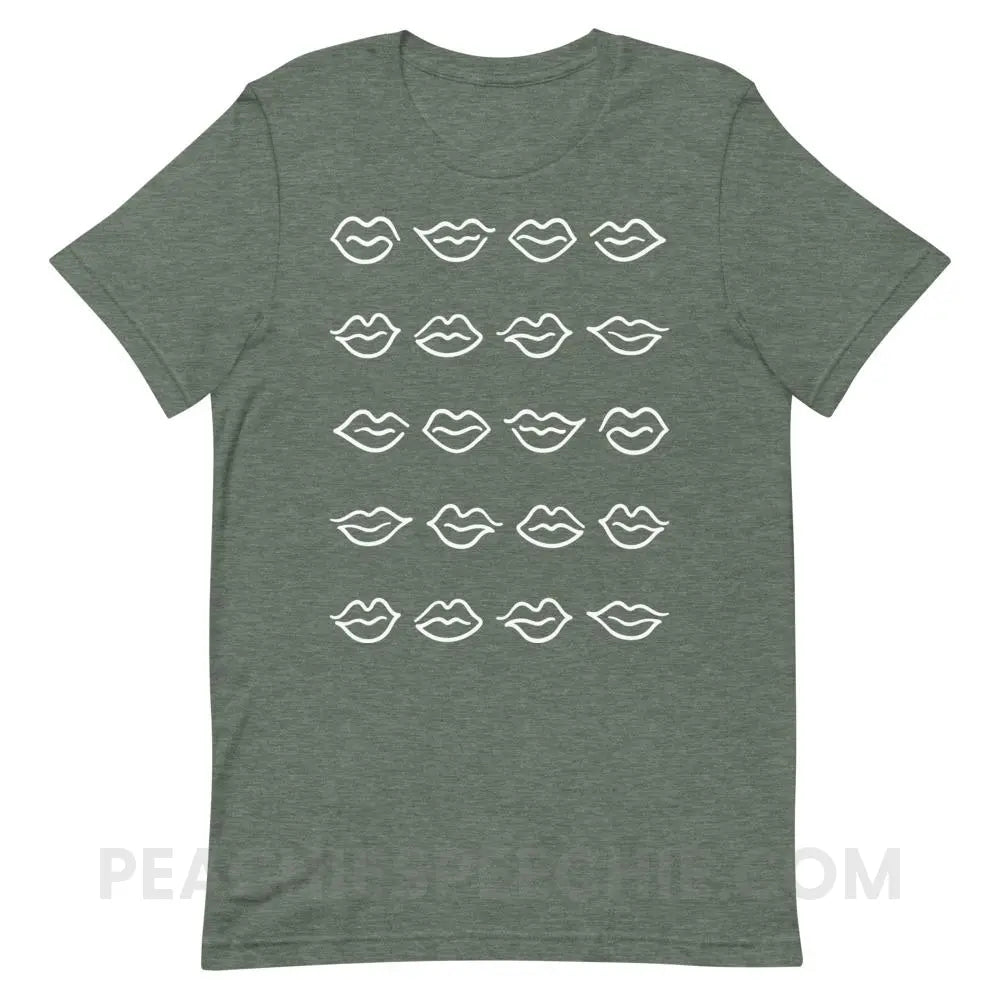 Lips Premium Soft Tee - Heather Forest / S - T-Shirts & Tops peachiespeechie.com