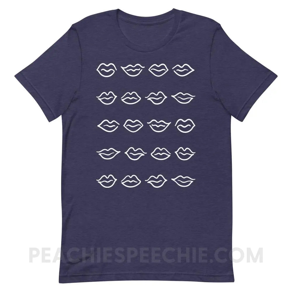 Lips Premium Soft Tee - Heather Midnight Navy / XS - T-Shirts & Tops peachiespeechie.com