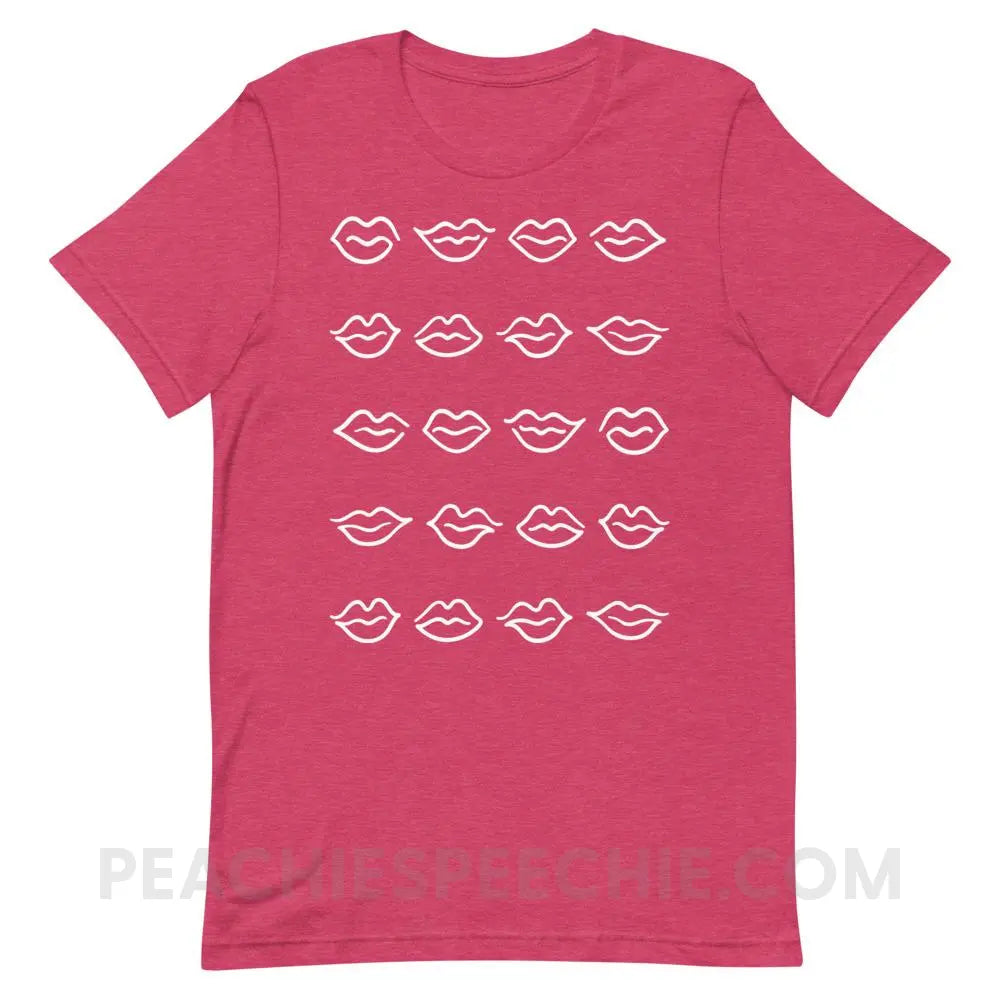 Lips Premium Soft Tee - Heather Raspberry / S - T-Shirts & Tops peachiespeechie.com
