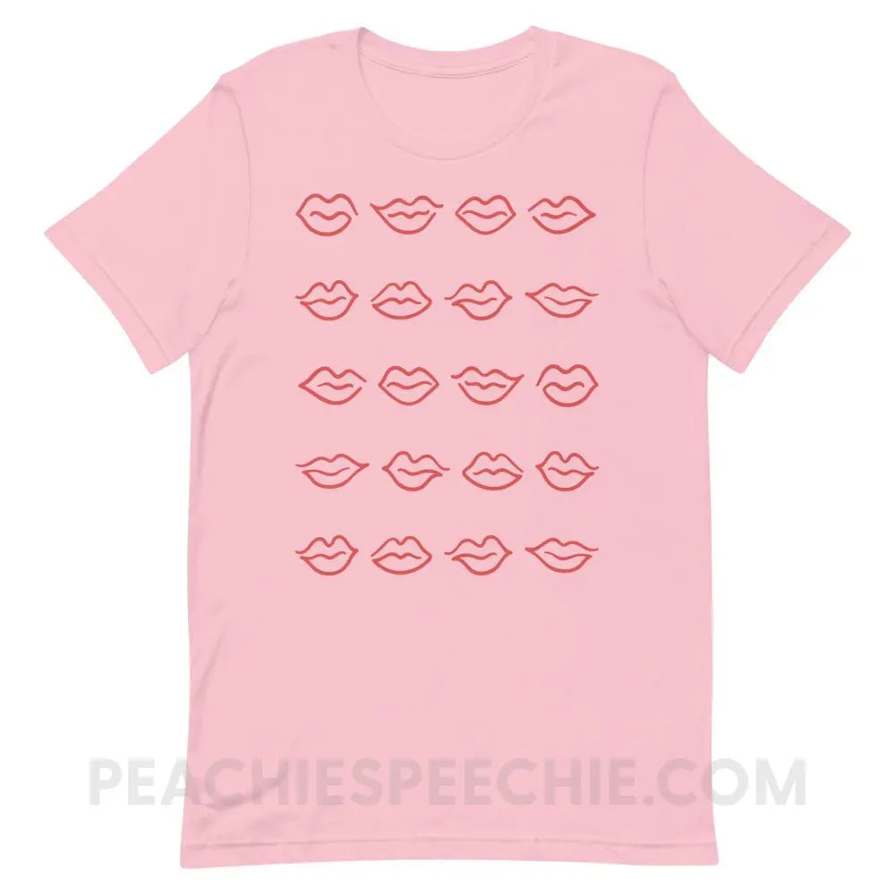 Lips Premium Soft Tee - Pink / S - T-Shirts & Tops peachiespeechie.com