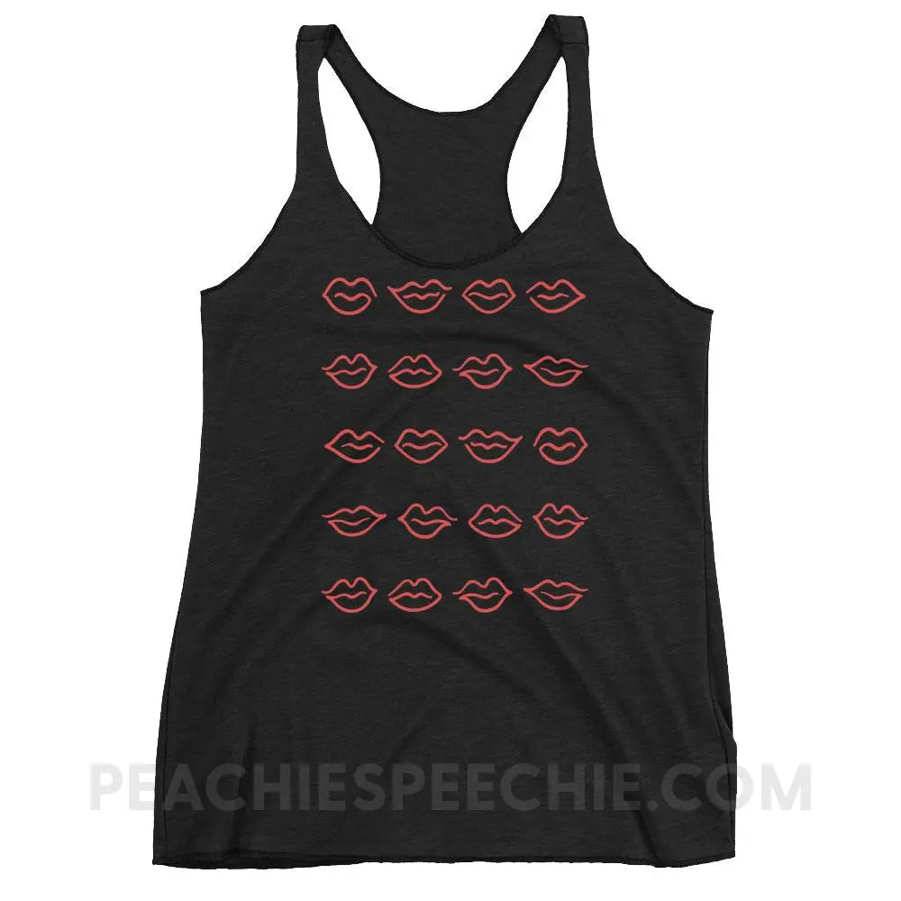 Lips Tri-Blend Racerback - Vintage Black / XS - Tank Tops peachiespeechie.com