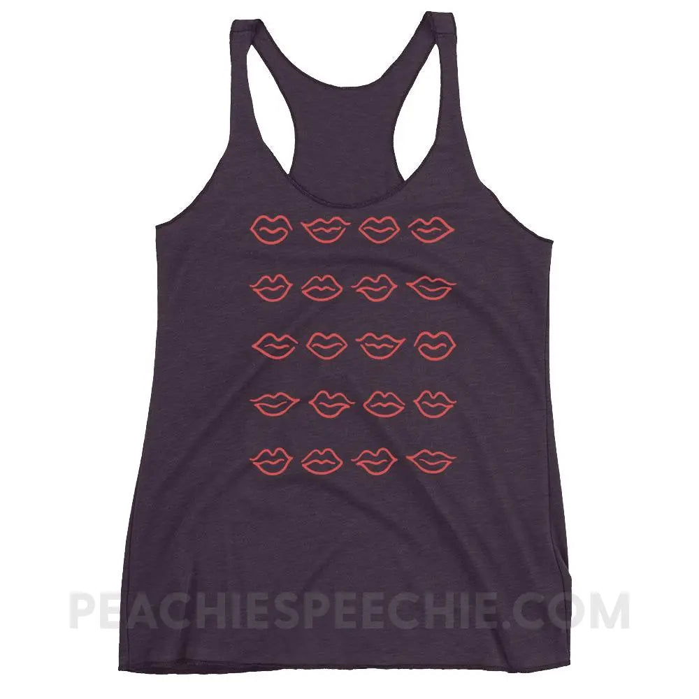 Lips Tri-Blend Racerback - Vintage Purple / XS - Tank Tops peachiespeechie.com