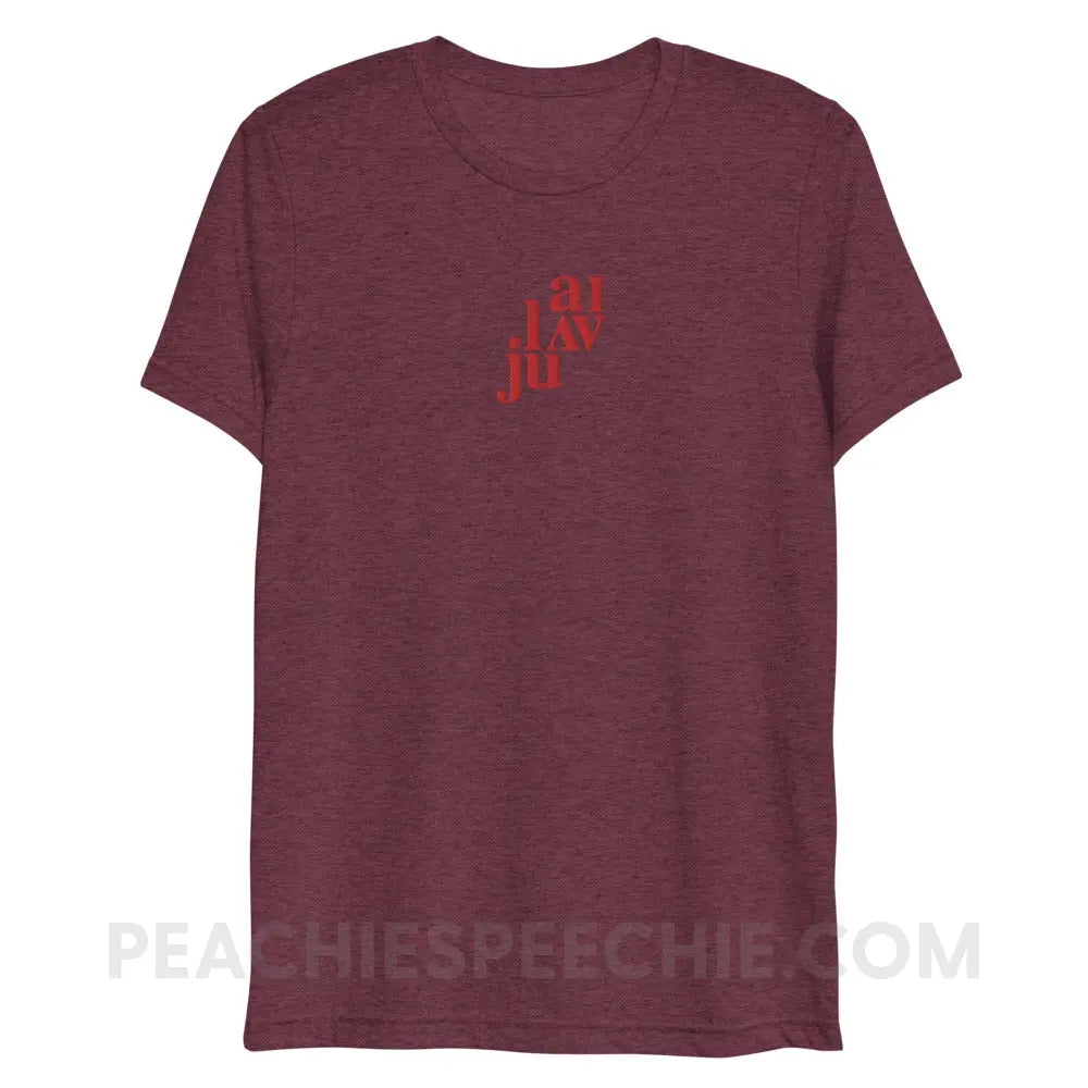 I Love You (in IPA) Embroidered Tri - Blend Tee - Maroon Triblend / XS peachiespeechie.com