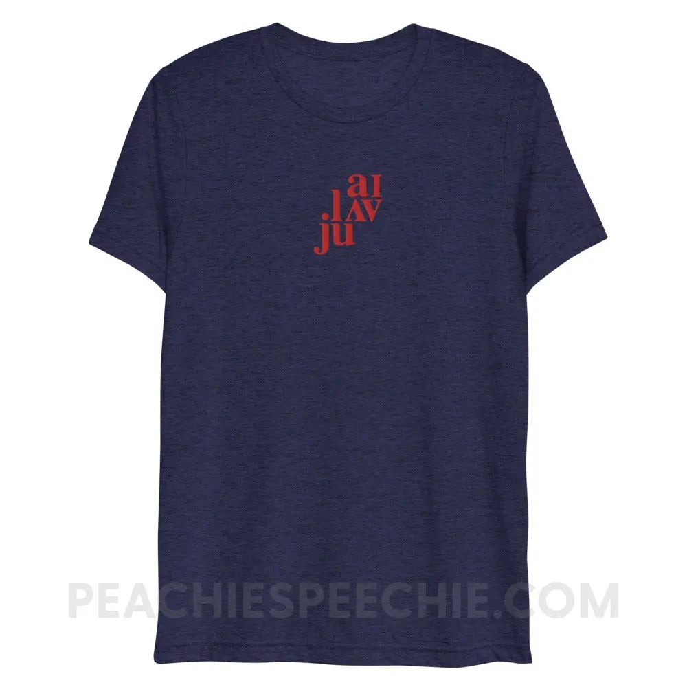 I Love You (in IPA) Embroidered Tri - Blend Tee - Navy Triblend / XS peachiespeechie.com