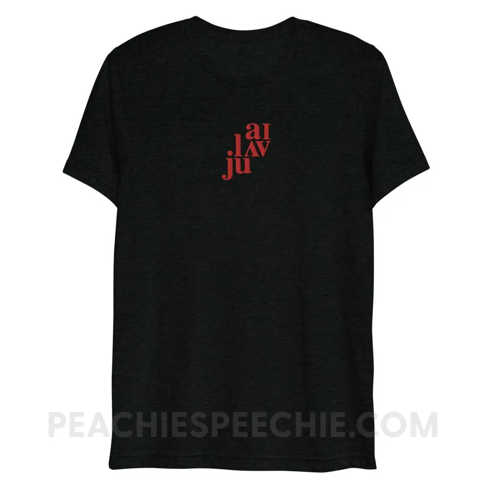 I Love You (in IPA) Embroidered Tri - Blend Tee - Solid Black Triblend / XS peachiespeechie.com