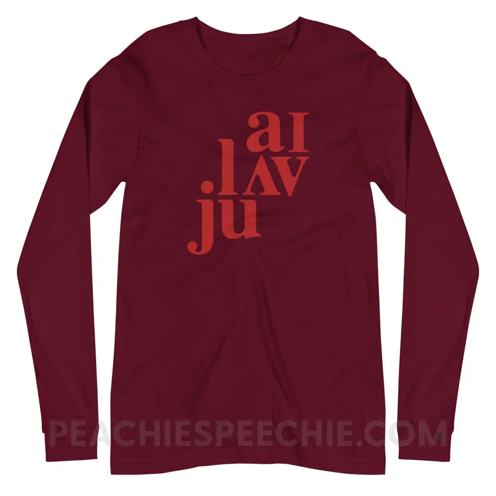 I Love You (in IPA) Premium Long Sleeve - Maroon / XS - peachiespeechie.com