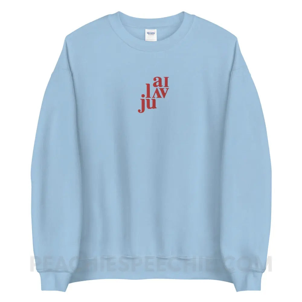 I Love You (in IPA) Embroidered Classic Sweatshirt - Light Blue / S - peachiespeechie.com