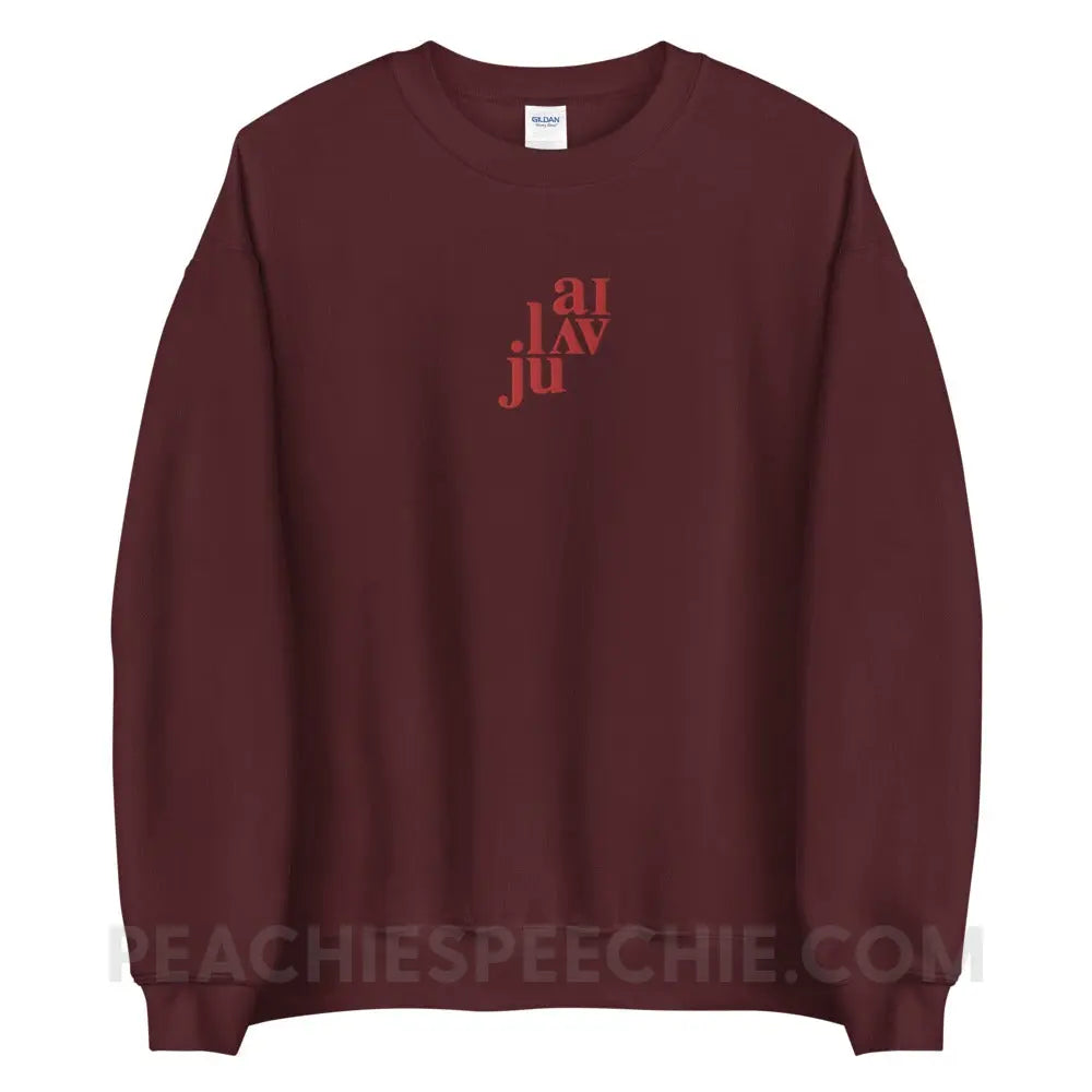 I Love You (in IPA) Embroidered Classic Sweatshirt - Maroon / S - peachiespeechie.com