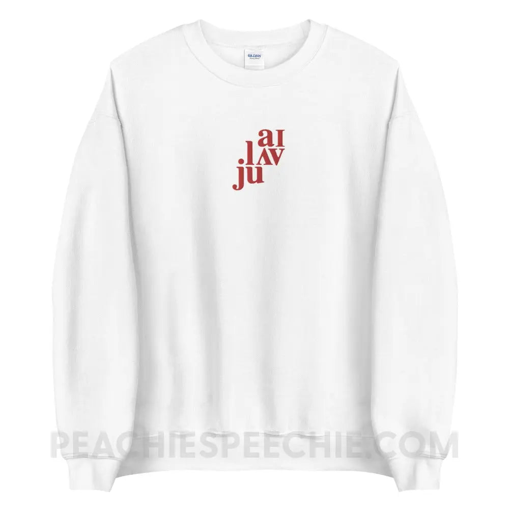 I Love You (in IPA) Embroidered Classic Sweatshirt - White / S - peachiespeechie.com