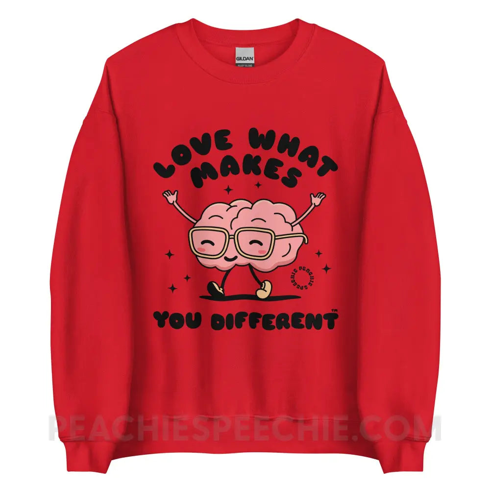 Love What Makes You Different™ Brain Character Classic Sweatshirt - Red / S peachiespeechie.com