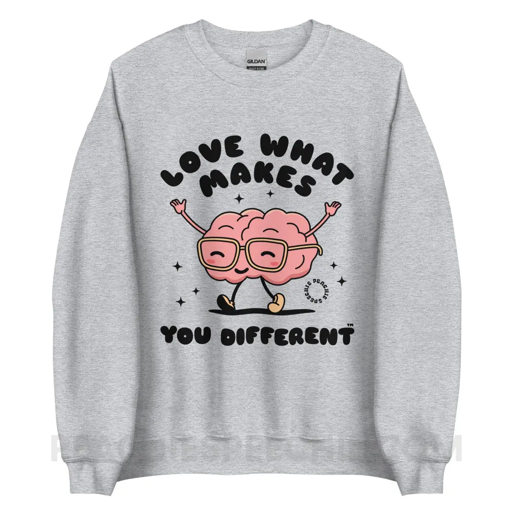 Love What Makes You Different™ Brain Character Classic Sweatshirt - Sport Grey / S peachiespeechie.com