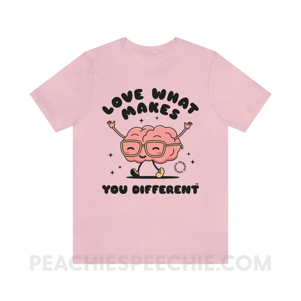 Love What Makes You Different™ Brain Character Premium Soft Tee - Pink / S - T-Shirt peachiespeechie.com