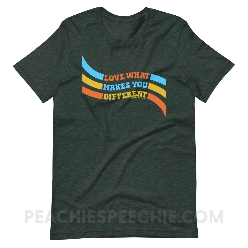 Love What Makes You Different™ Premium Soft Tee - Heather Forest / S - peachiespeechie.com