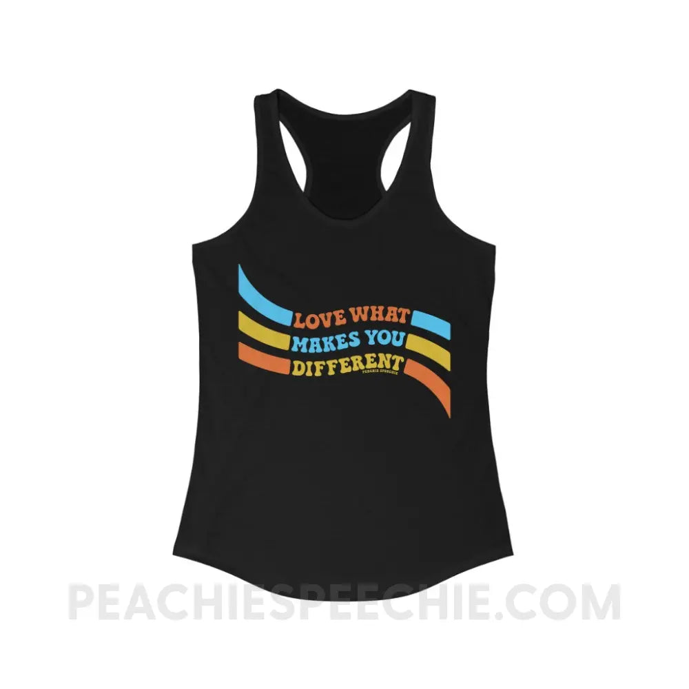 Love What Makes You Different™ Superfly Racerback - Solid Black / XS - Tank Top peachiespeechie.com