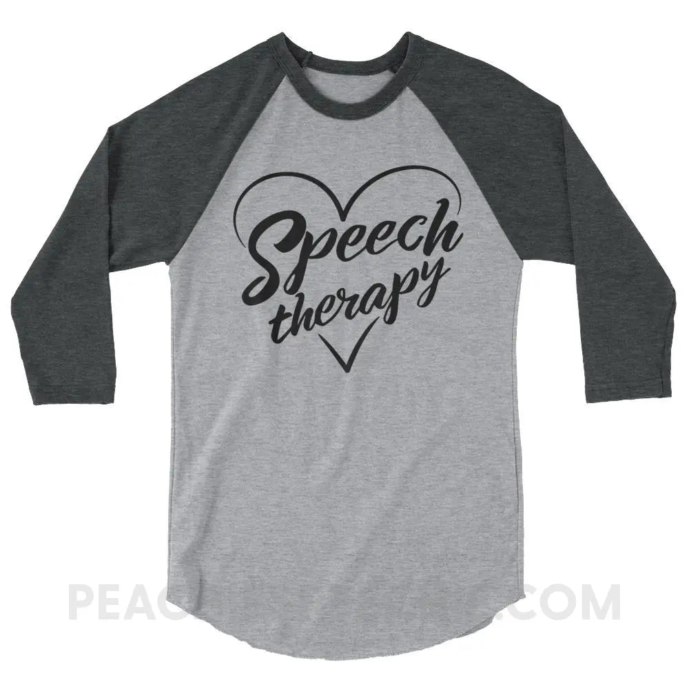 Love Speech Baseball Tee - Heather Grey/Heather Charcoal / XS - T-Shirts & Tops peachiespeechie.com