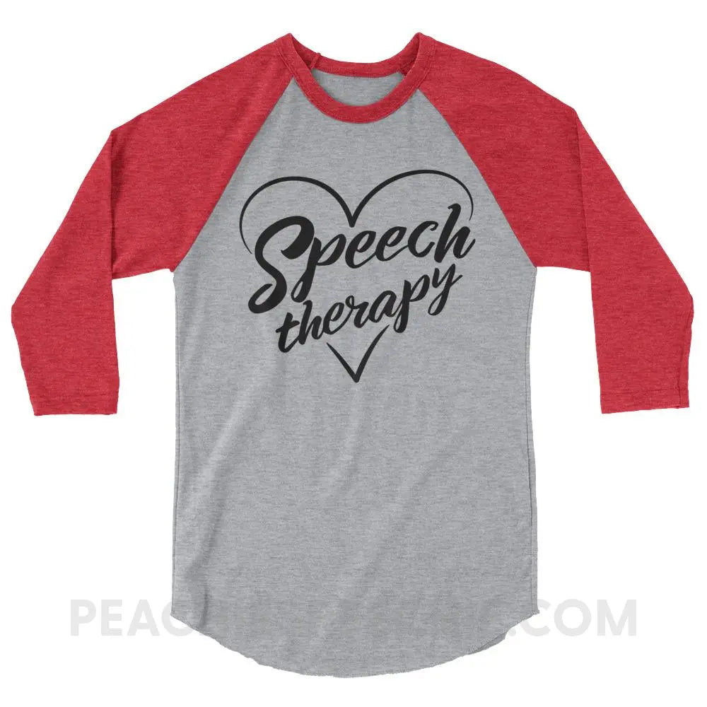 Love Speech Baseball Tee - Heather Grey/Heather Red / XS - T-Shirts & Tops peachiespeechie.com