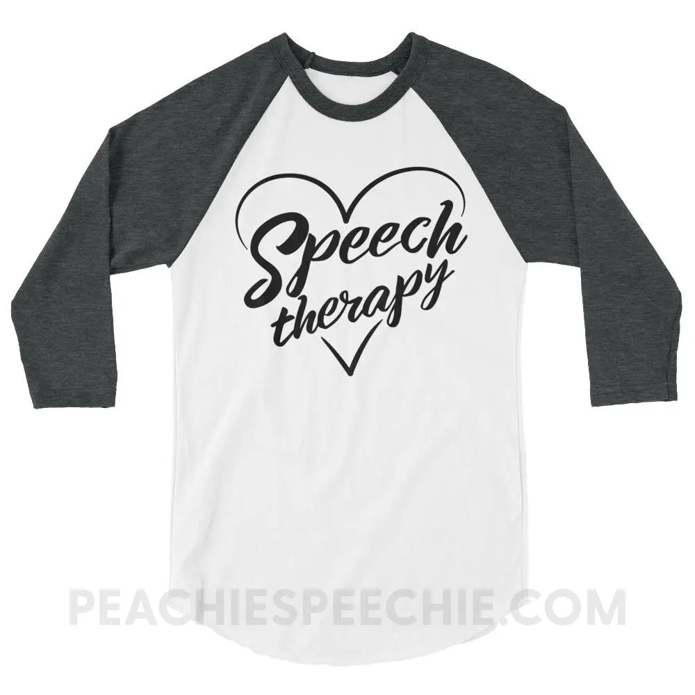 Love Speech Baseball Tee - White/Heather Charcoal / XS - T-Shirts & Tops peachiespeechie.com