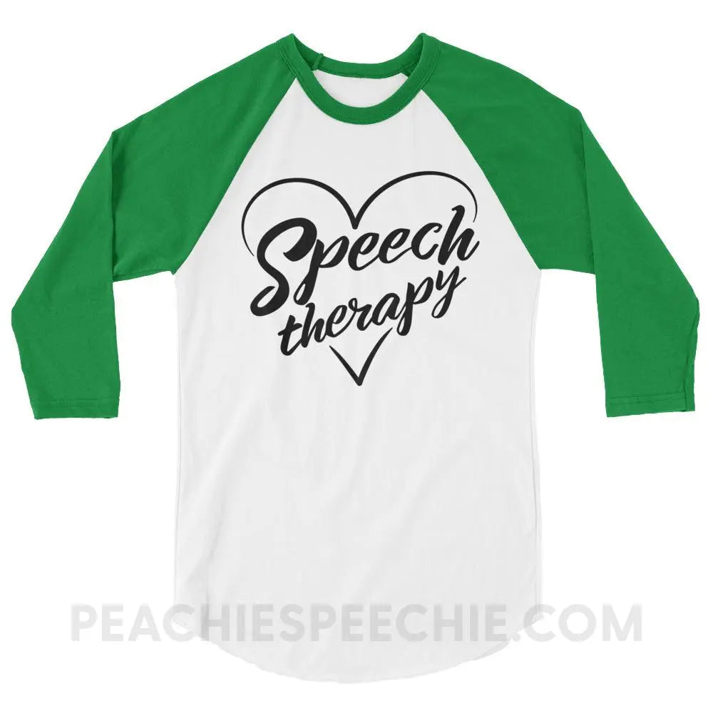 Love Speech Baseball Tee - White/Kelly / XS - T-Shirts & Tops peachiespeechie.com