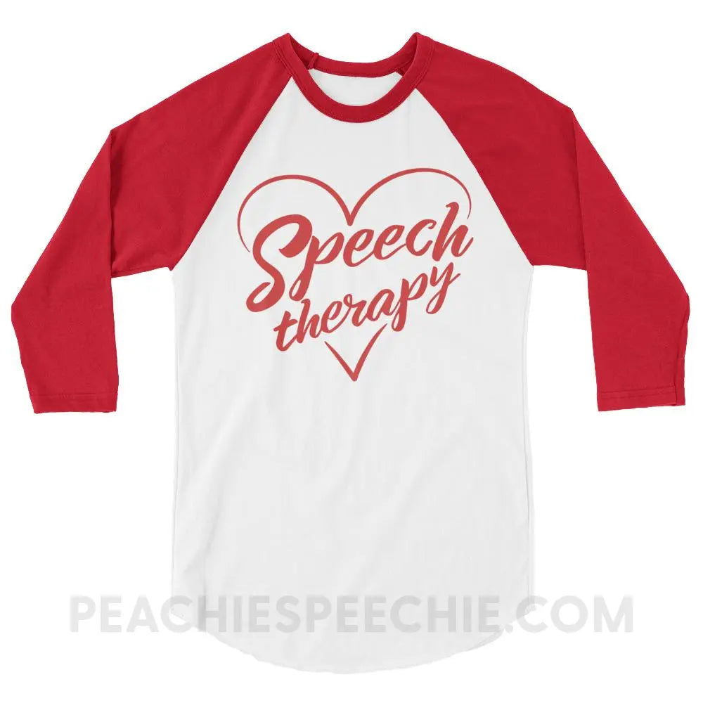 Love Speech Baseball Tee - White/Red / XS - T-Shirts & Tops peachiespeechie.com