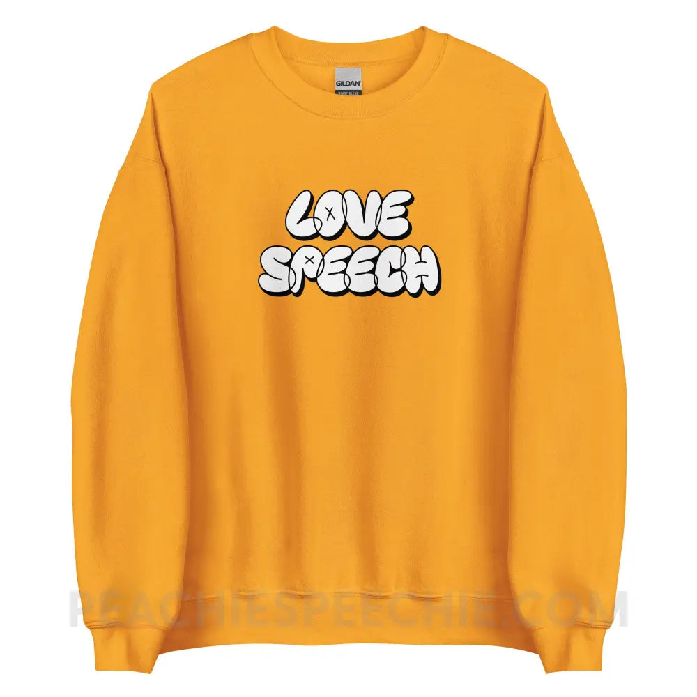 Love Speech Graffiti Classic Sweatshirt - Gold / S - peachiespeechie.com