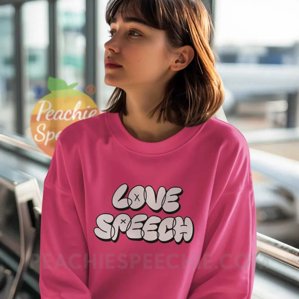 Love Speech Graffiti Classic Sweatshirt - Heliconia / S - peachiespeechie.com