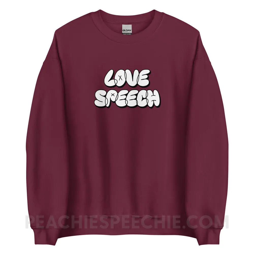 Love Speech Graffiti Classic Sweatshirt - Maroon / S - peachiespeechie.com