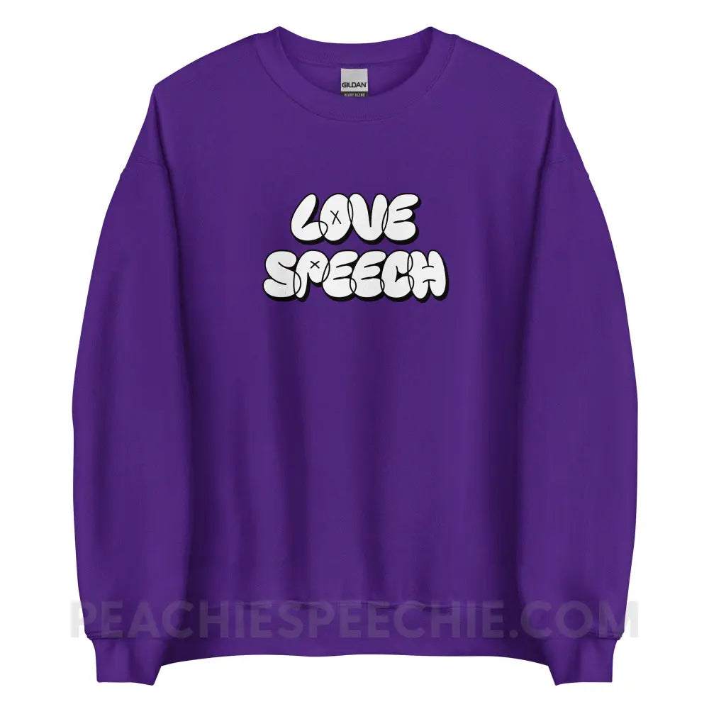 Love Speech Graffiti Classic Sweatshirt - Purple / S - peachiespeechie.com