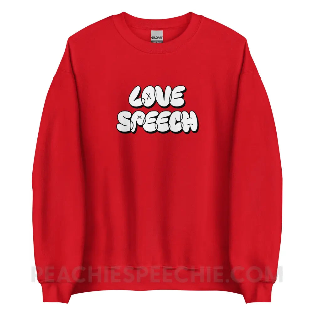 Love Speech Graffiti Classic Sweatshirt - Red / S - peachiespeechie.com