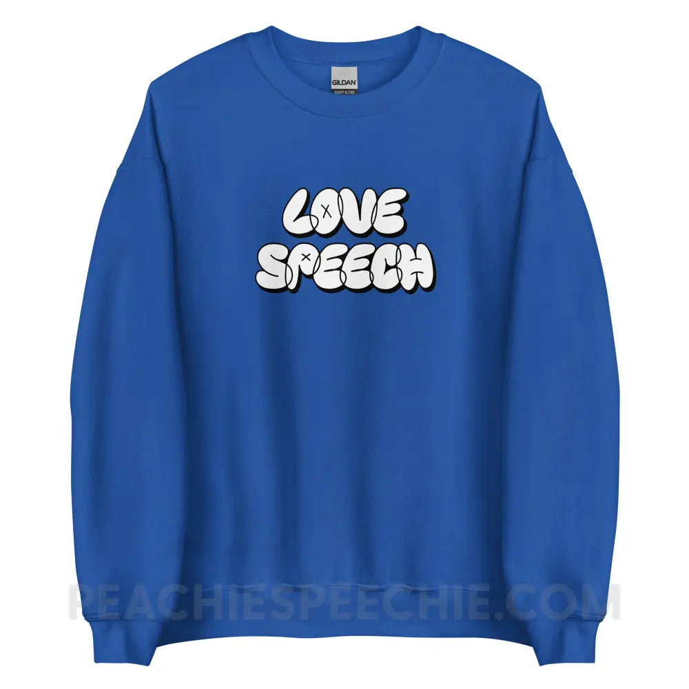 Love Speech Graffiti Classic Sweatshirt - Royal / S - peachiespeechie.com