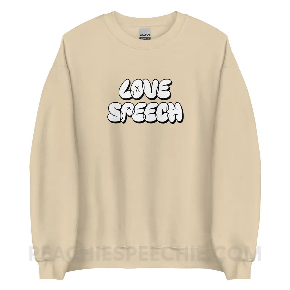 Love Speech Graffiti Classic Sweatshirt - Sand / S - peachiespeechie.com