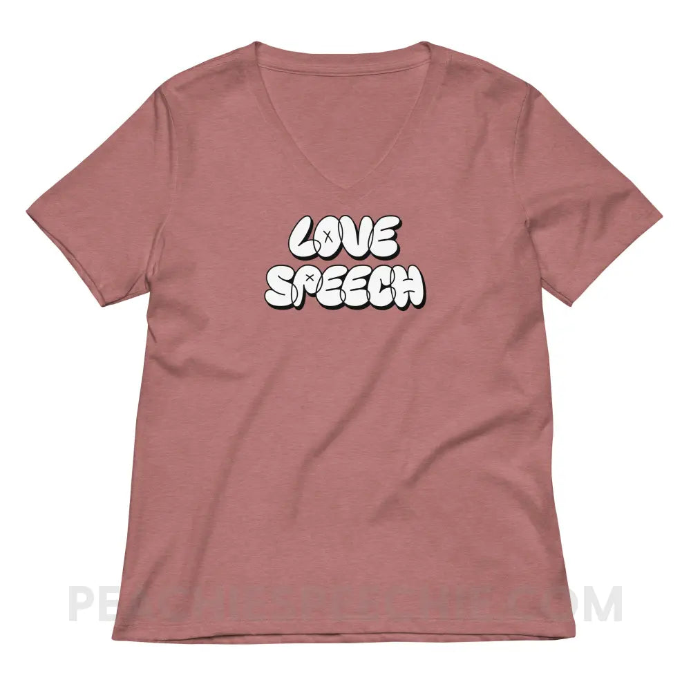 Love Speech Graffiti Women’s V-Neck - Heather Mauve / S - peachiespeechie.com