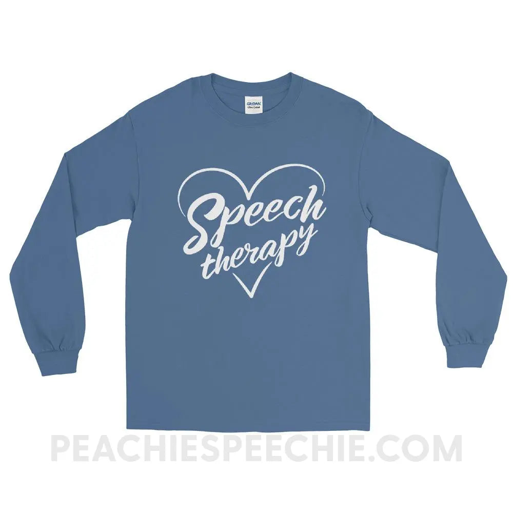 Love Speech Long Sleeve Tee - Indigo Blue / S - T-Shirts & Tops peachiespeechie.com