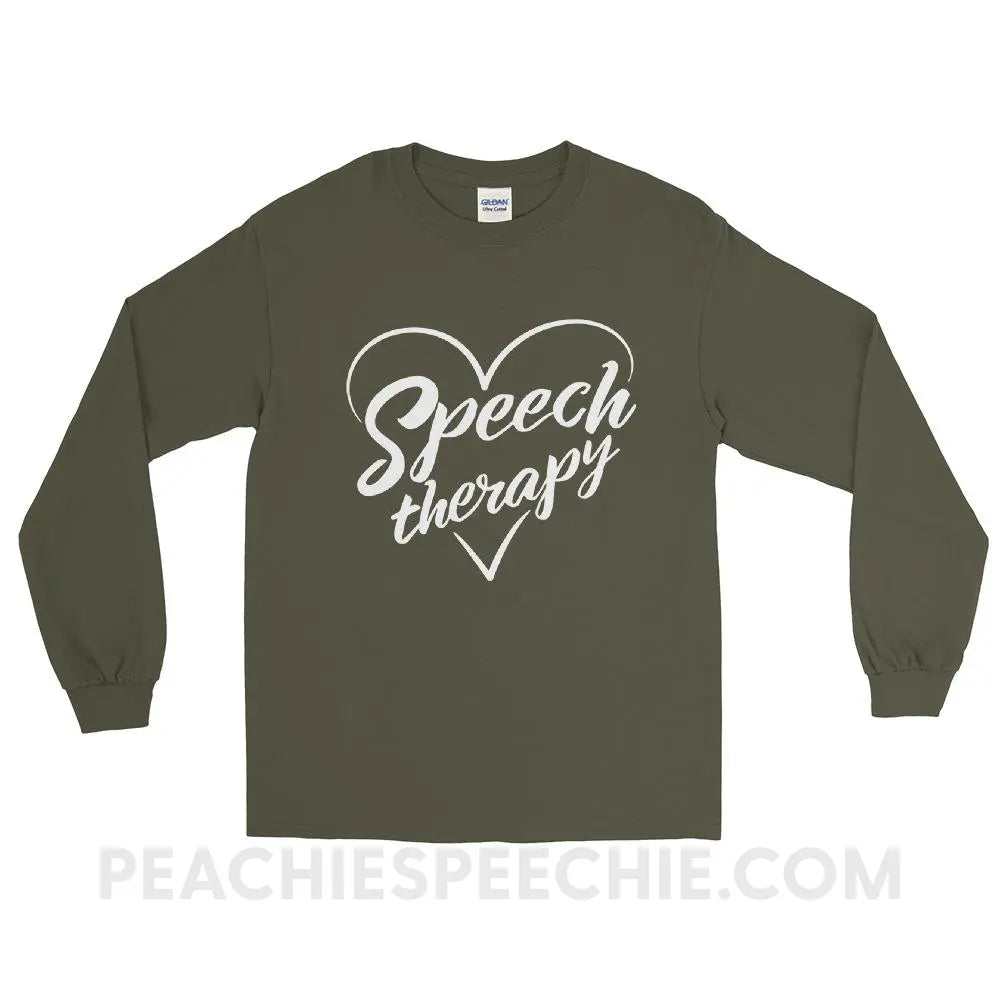 Love Speech Long Sleeve Tee - Military Green / S - T-Shirts & Tops peachiespeechie.com