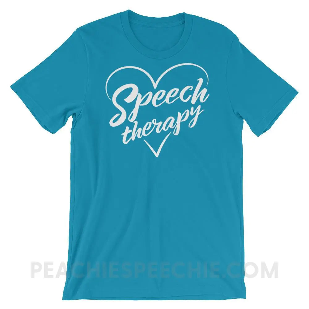 Love Speech Premium Soft Tee - Aqua / S - T-Shirts & Tops peachiespeechie.com