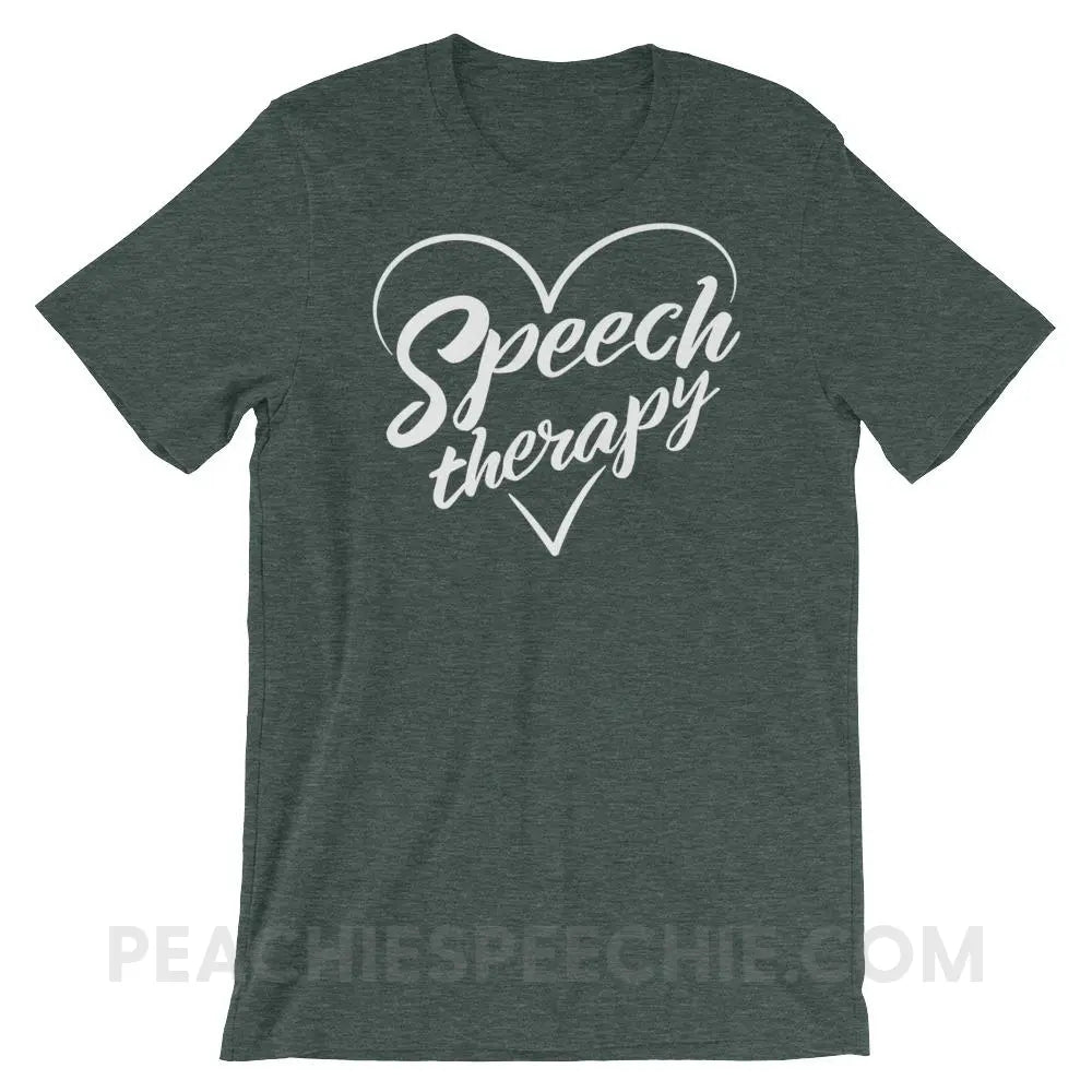 Love Speech Premium Soft Tee - Heather Forest / S - T-Shirts & Tops peachiespeechie.com