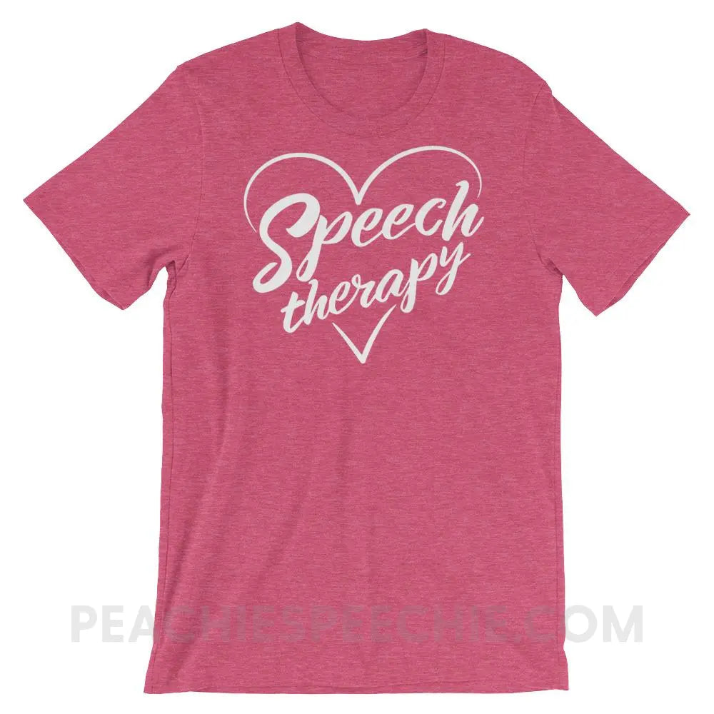 Love Speech Premium Soft Tee - Heather Raspberry / S - T-Shirts & Tops peachiespeechie.com
