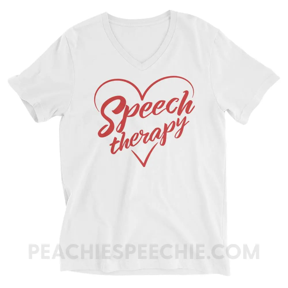 Love Speech Soft V-Neck - White / S - T-Shirts & Tops peachiespeechie.com