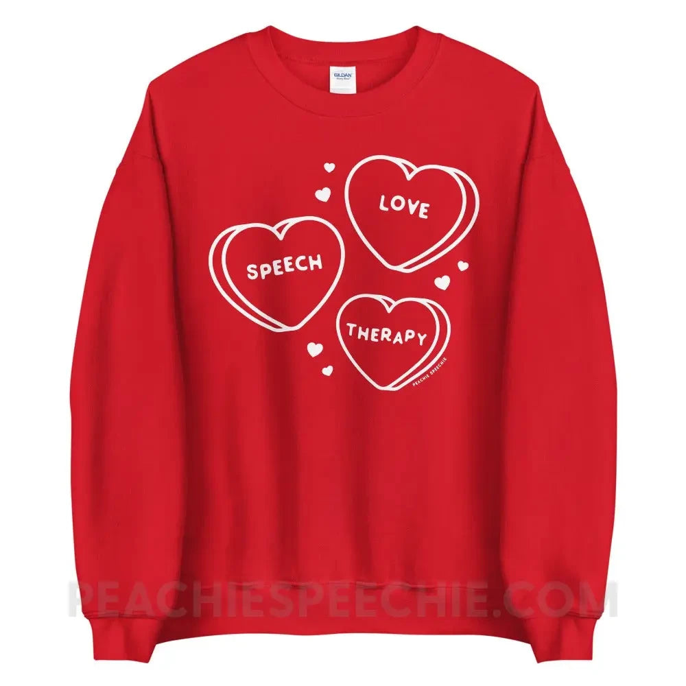 Love Speech Therapy Candy Hearts Classic Sweatshirt - Red / S - peachiespeechie.com