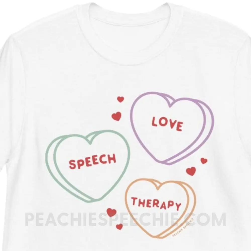 Love Speech Therapy Candy Hearts Classic Tee - White / S - peachiespeechie.com