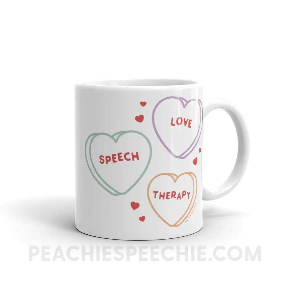 Love Speech Therapy Candy Hearts Coffee Mug - 11oz - peachiespeechie.com