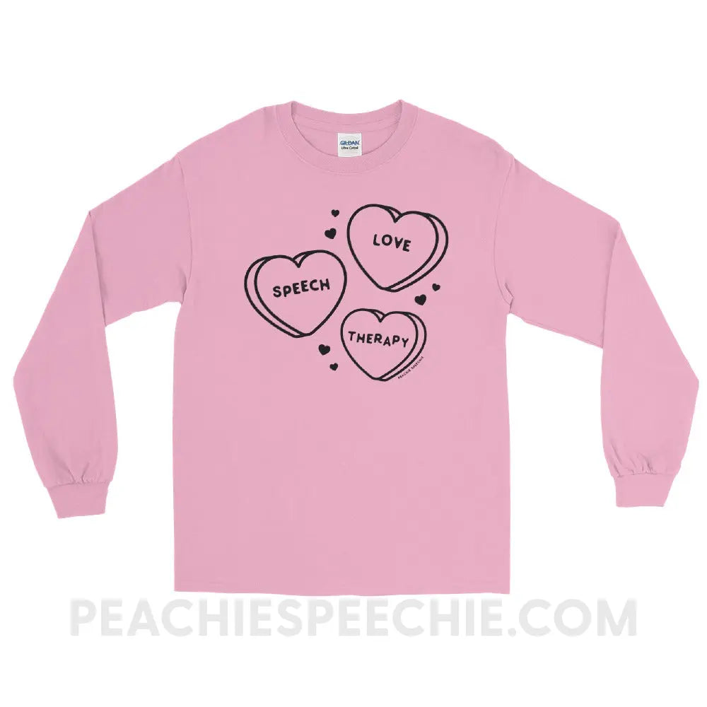 Love Speech Therapy Candy Hearts Long Sleeve Tee - Light Pink / S - peachiespeechie.com