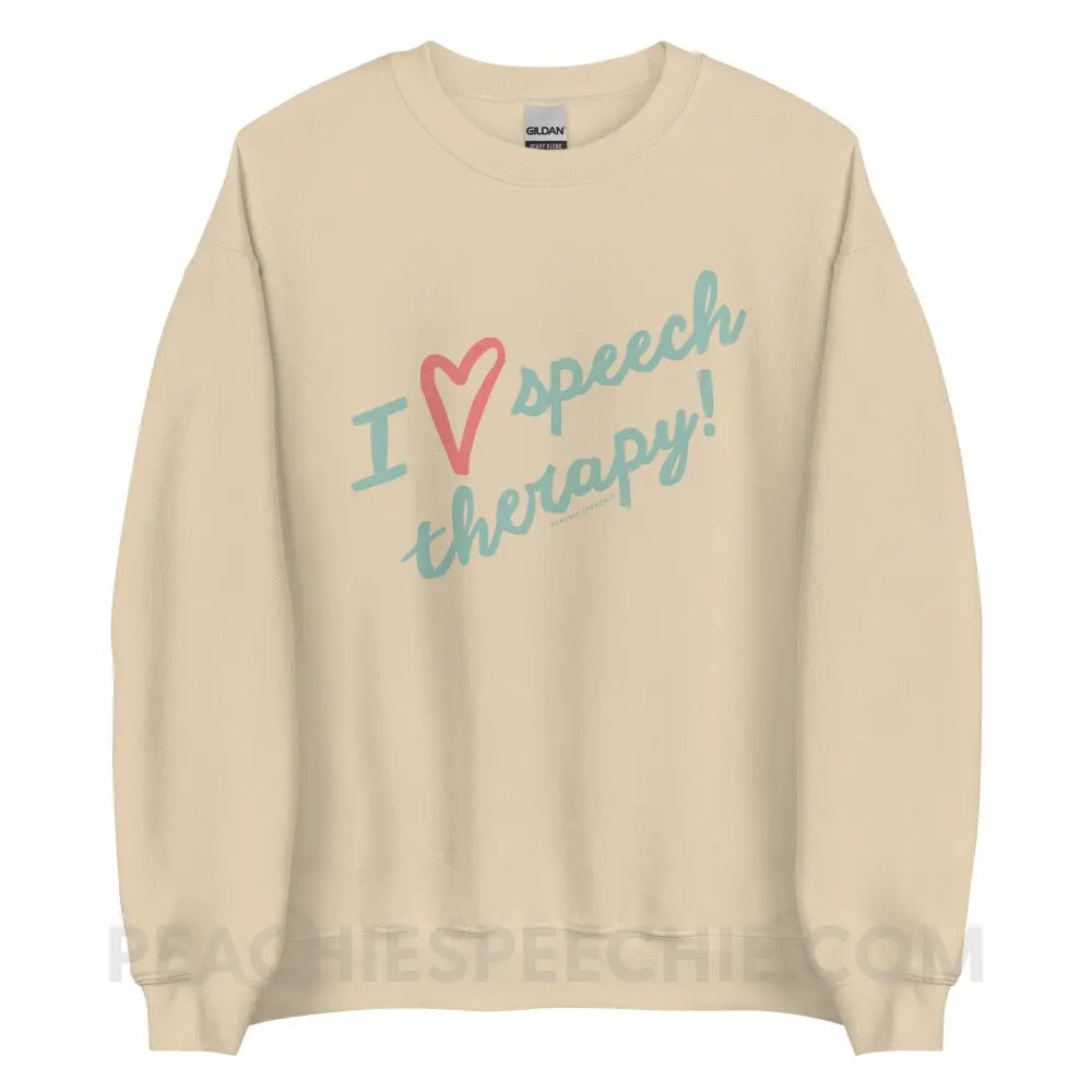 I Love Speech Therapy Classic Sweatshirt - Sand / S - peachiespeechie.com