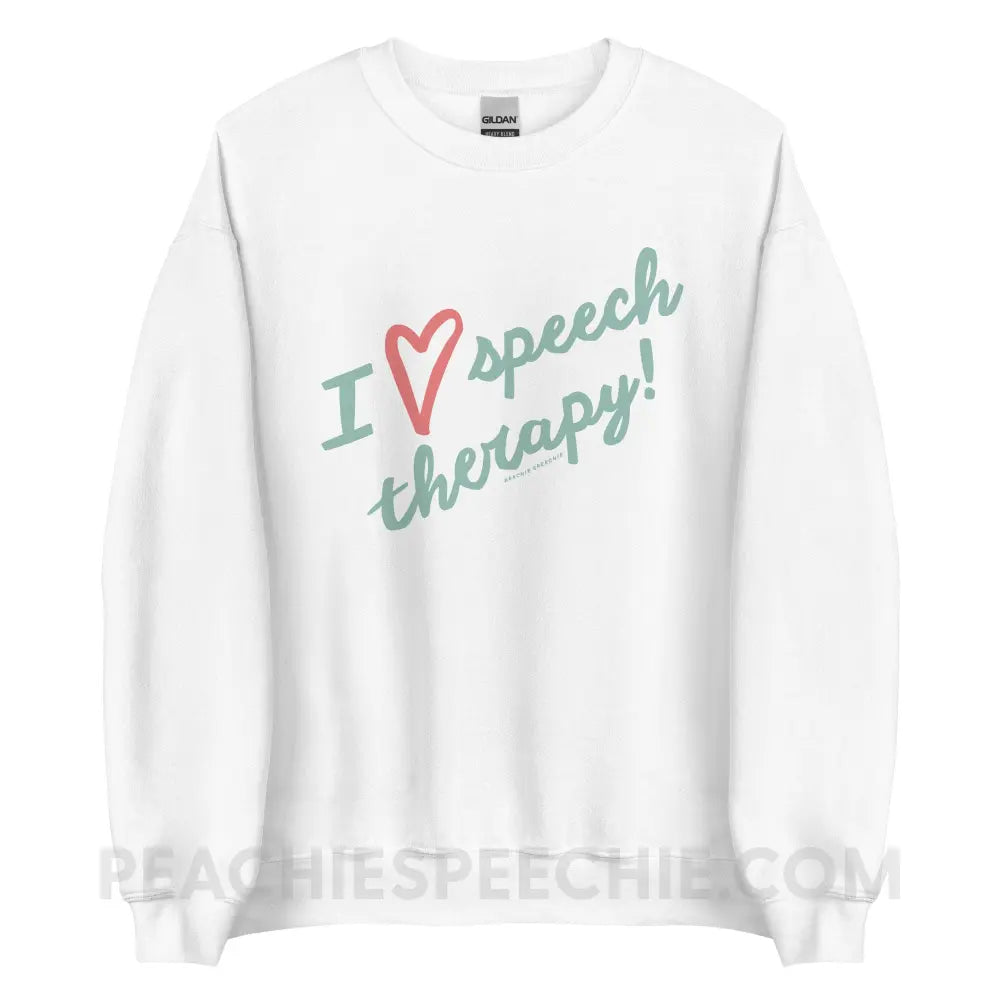 I Love Speech Therapy Classic Sweatshirt - White / S - peachiespeechie.com