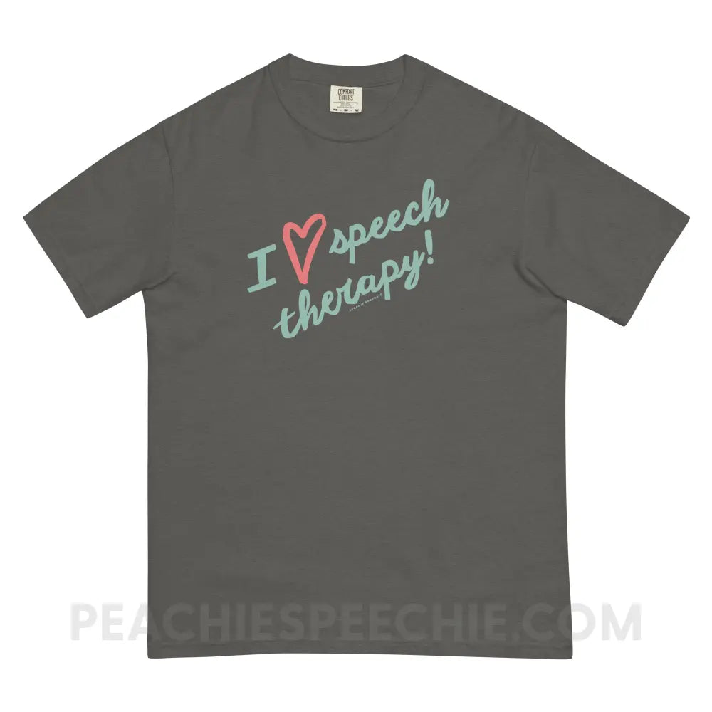 I Love Speech Therapy Comfort Colors Tee - Pepper / S - T-Shirt peachiespeechie.com