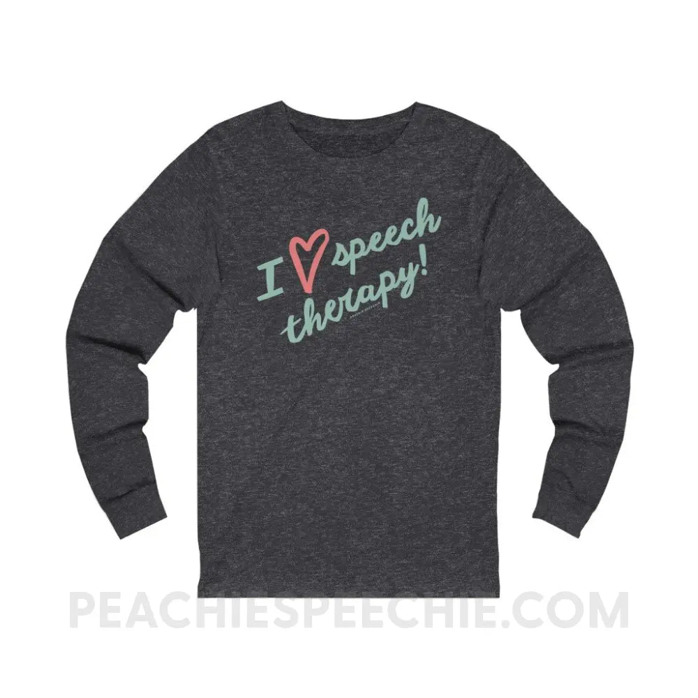 I Love Speech Therapy Premium Long Sleeve - Dark Grey Heather / XS - Long-sleeve peachiespeechie.com