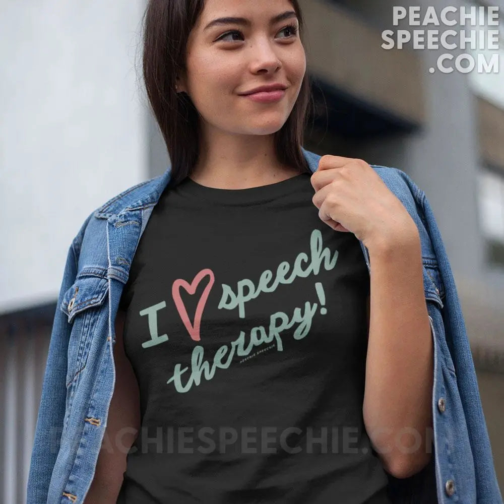I Love Speech Therapy Premium Soft Tee - Black / L - T-Shirt peachiespeechie.com