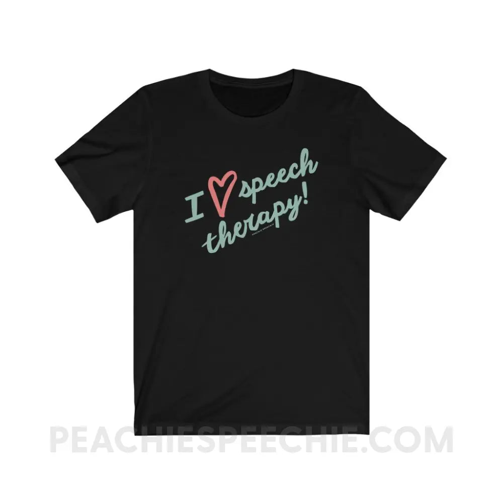 I Love Speech Therapy Premium Soft Tee - Black / S - T-Shirt peachiespeechie.com