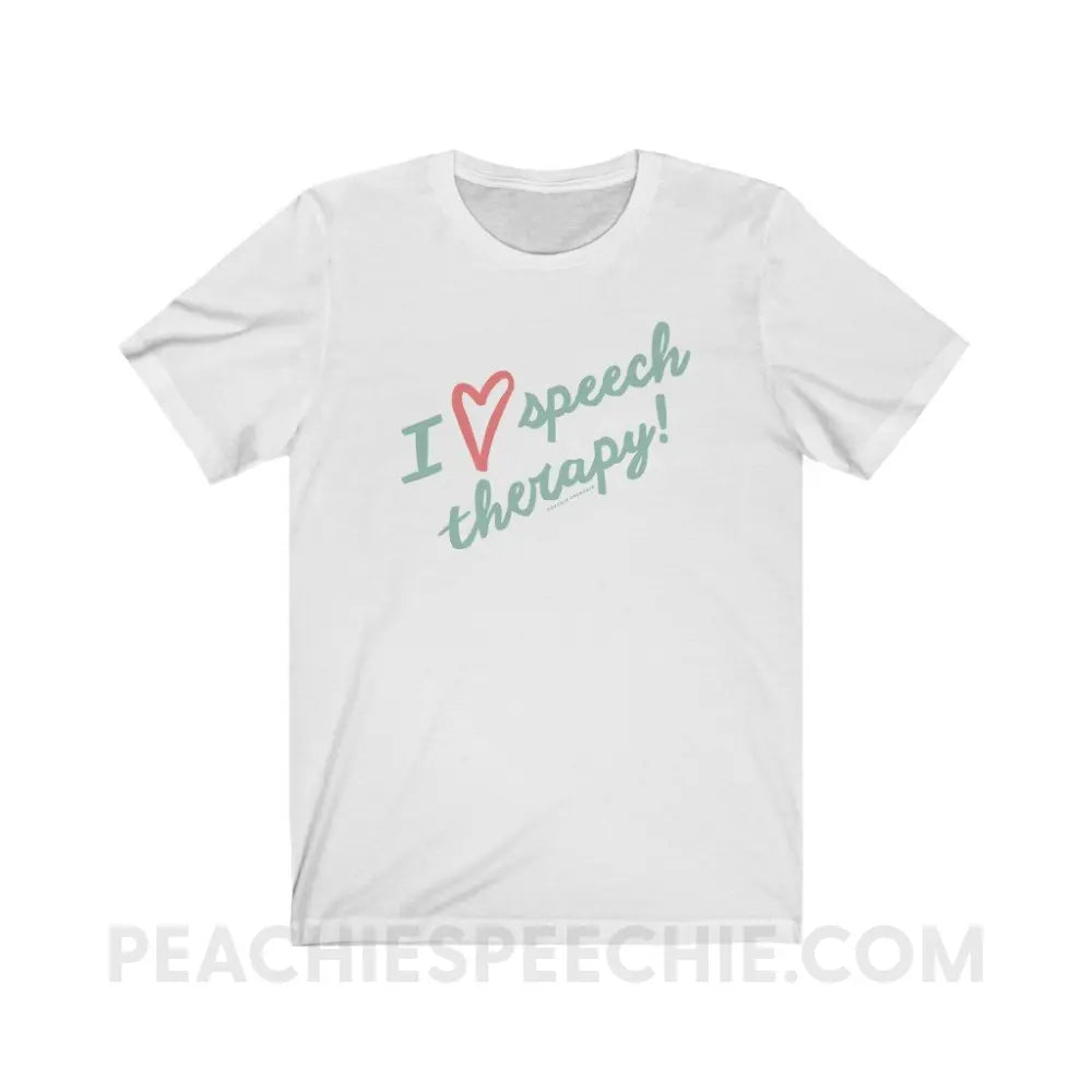 I Love Speech Therapy Premium Soft Tee - White / S - T-Shirt peachiespeechie.com