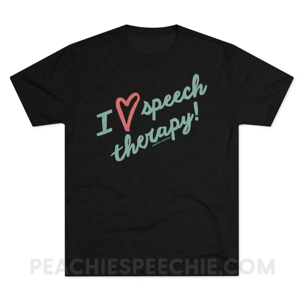 I Love Speech Therapy Vintage Tri-Blend - Black / L - T-Shirt peachiespeechie.com